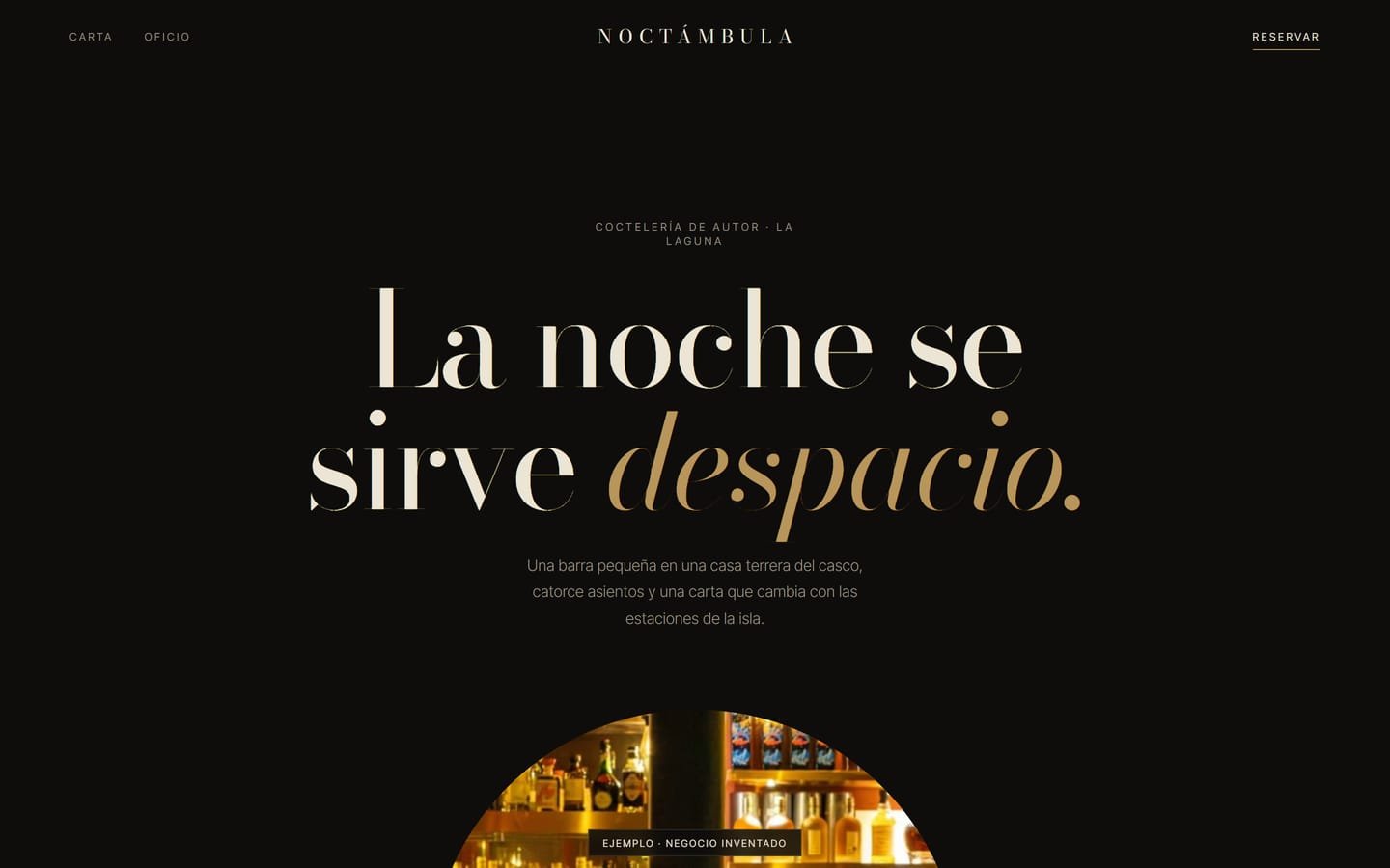 Portada de la web de Noctámbula, una coctelería inventada en La Laguna.